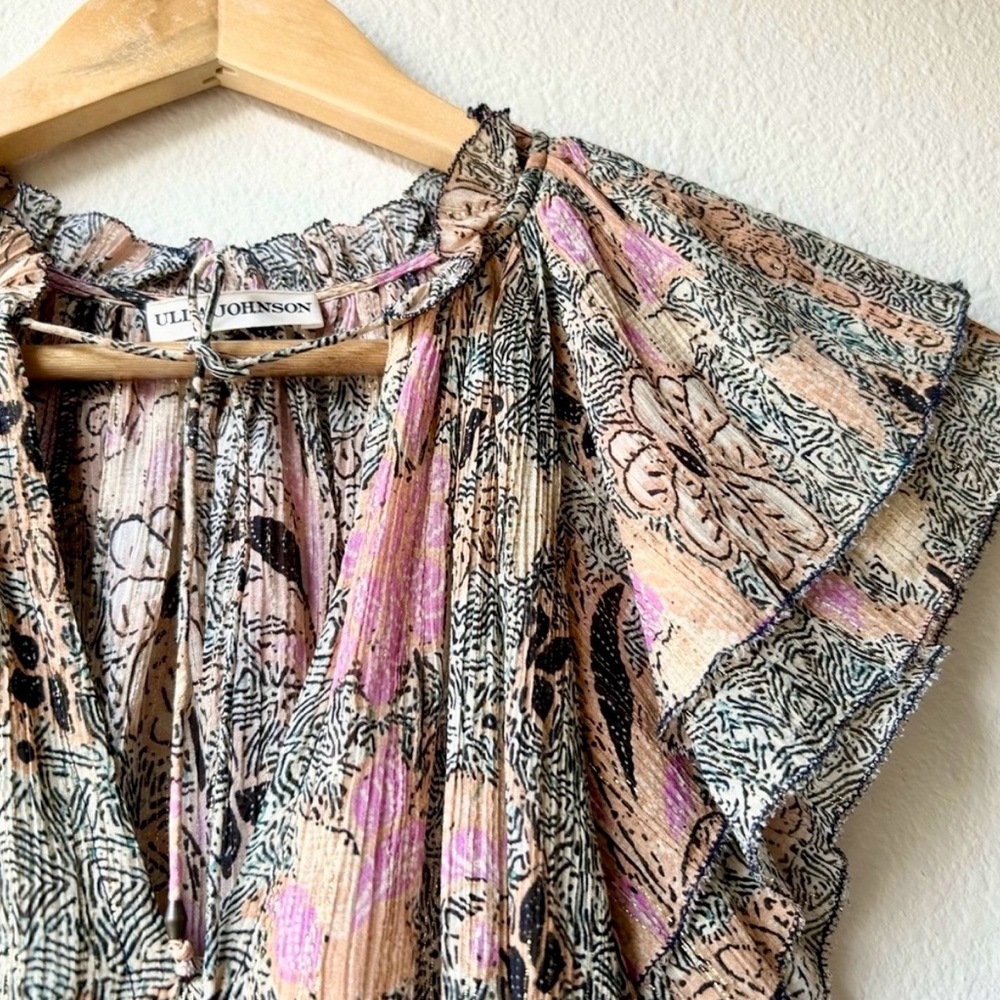 Ulla Johnson Tops | Ida Floral Plissé Top Ivory/Multi Sz 4 - Picture 7 of 10